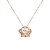 Hollow Crown with Round Zircon Pendant Silver Necklace for Women